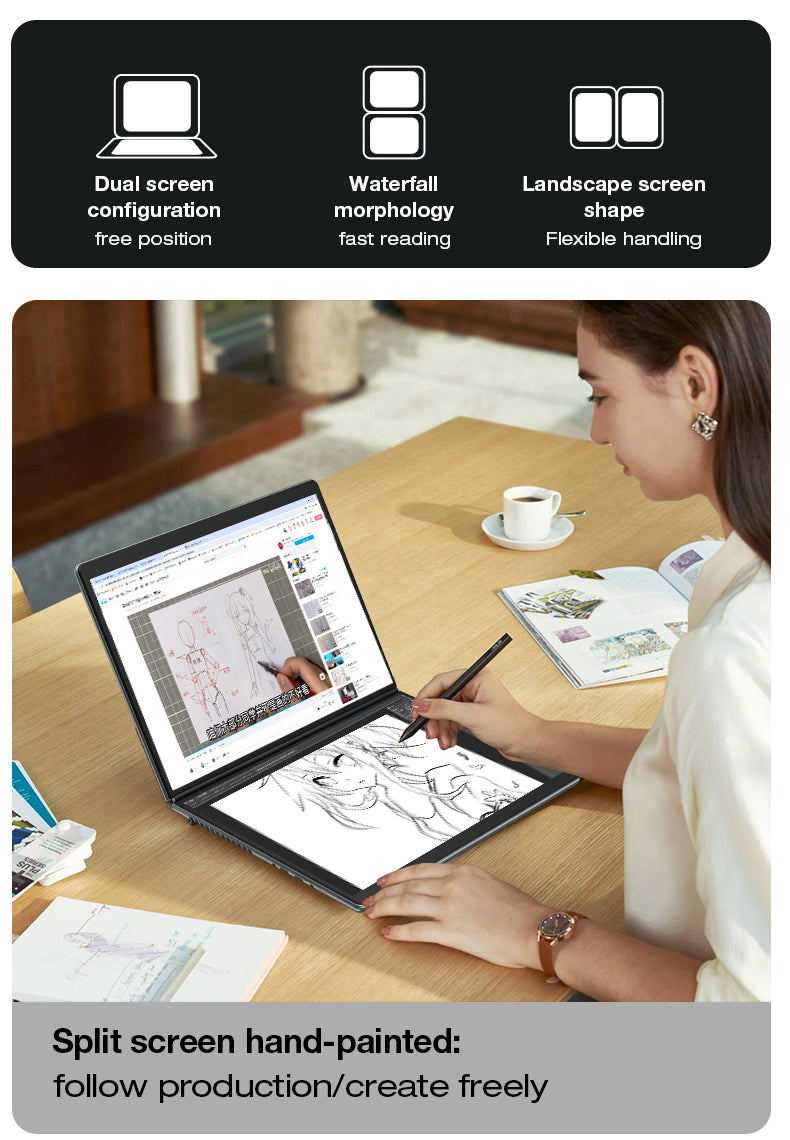 13.5“ dual-screen touch laptop CPU:N100 RAM:16G SSD:128G/256G/512G/1024G/2048G