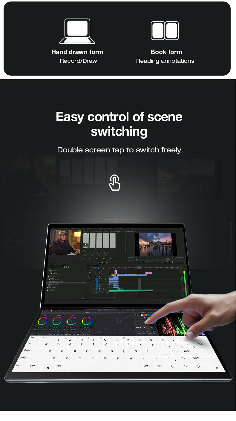 13.5“ dual-screen touch laptop CPU:N100 RAM:16G SSD:128G/256G/512G/1024G/2048G