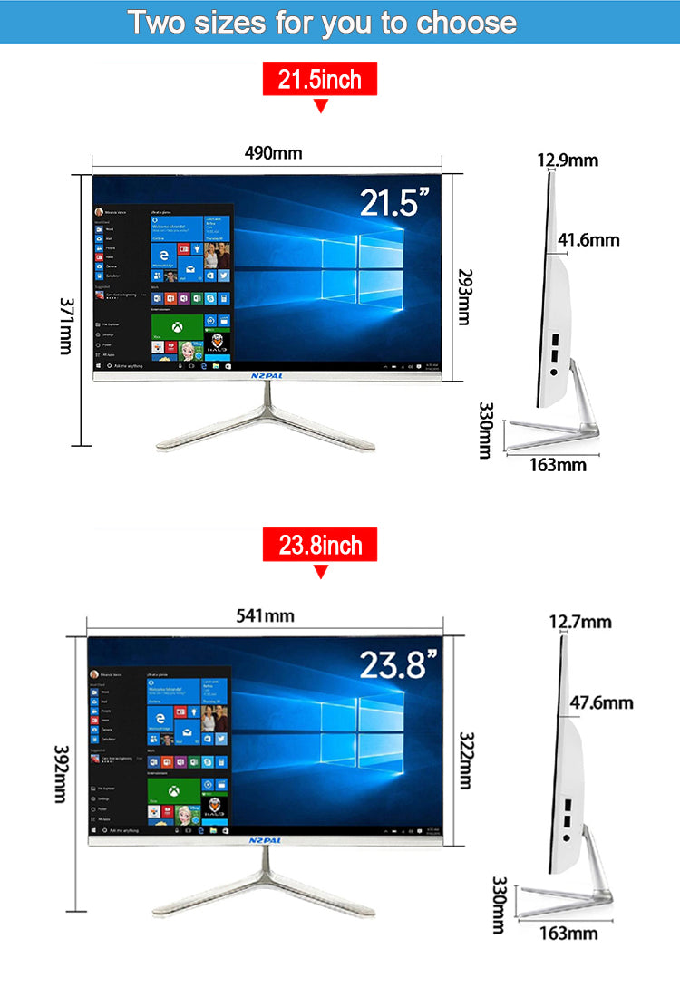 24 inch all-in-one computer (Intel I5/I7, RAM8/16GB, SSD1024GB, Intel HD Graphics , Windows 11 Pro), white, English keyboard, English system