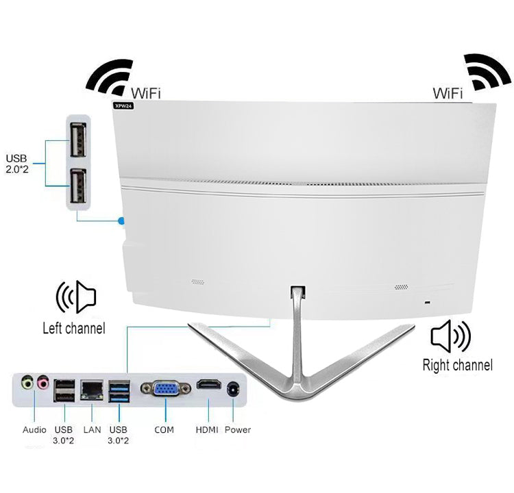 24 inch all-in-one computer (Intel I5/I7, RAM8/16GB, SSD1024GB, Intel HD Graphics , Windows 11 Pro), white, English keyboard, English system