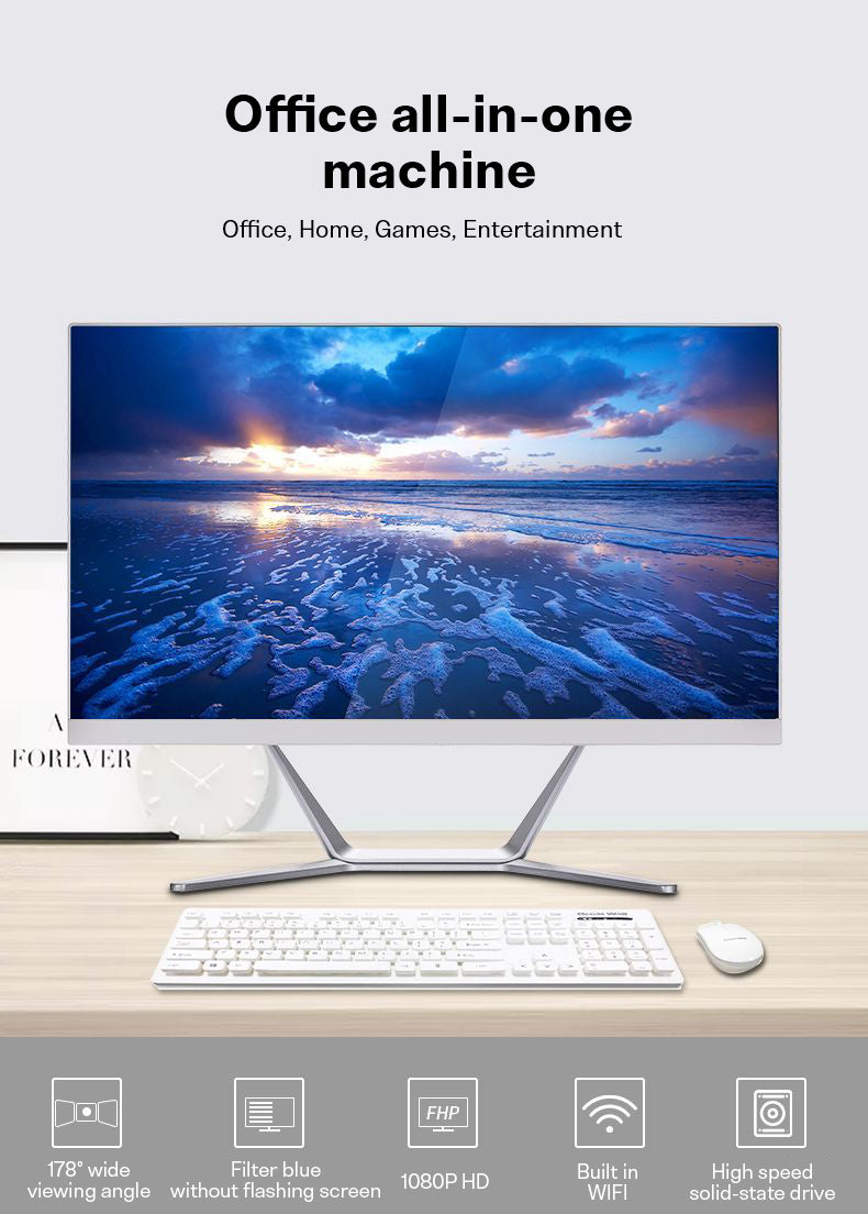 21.5 inch all-in-one computer (Intel I5/I7, RAM8/16GB, SSD512/1024GB, Intel HD Graphics , Windows 11 Pro), white, English keyboard, English system