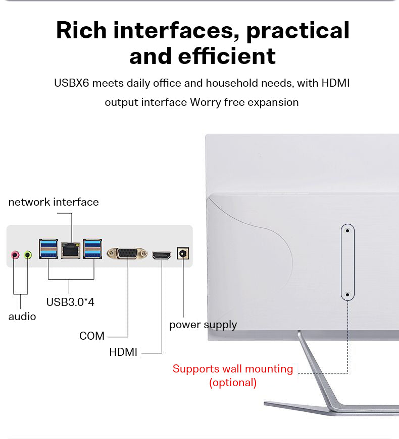 21.5 inch all-in-one computer (Intel I5/I7, RAM8/16GB, SSD512/1024GB, Intel HD Graphics , Windows 11 Pro), white, English keyboard, English system