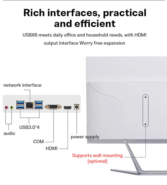 21.5 inch all-in-one computer (Intel I5/I7, RAM8/16GB, SSD512/1024GB, Intel HD Graphics , Windows 11 Pro), white, English keyboard, English system