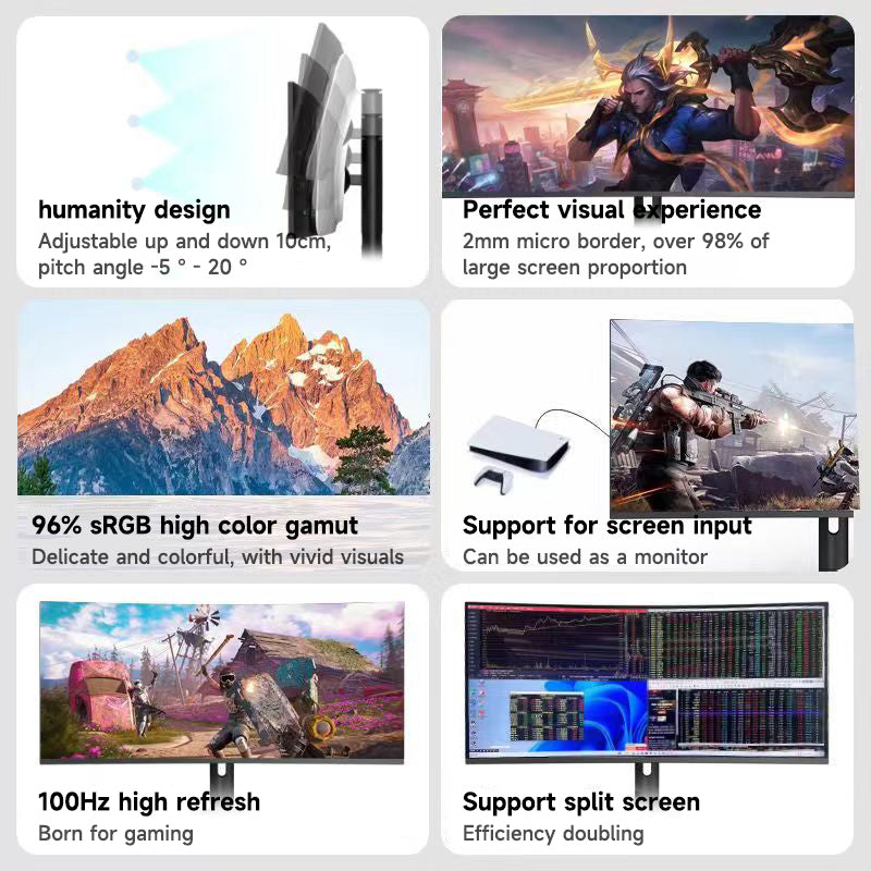 34 inch 4k all-in-one computer (Intel i9/i7/i5, RAM16/32/64GB, SSD256/512/1024GB, Intel Iris Xe Graphics eligible, Windows 11 Pro), white, English keyboard, English system