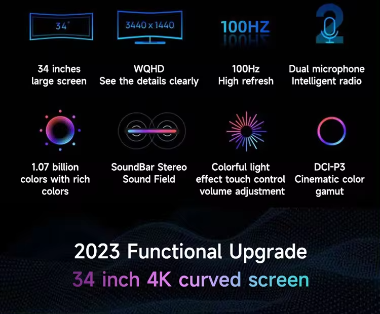 34 inch 4k all-in-one computer (Intel i9/i7/i5, RAM16/32/64GB, SSD256/512/1024GB, Intel Iris Xe Graphics eligible, Windows 11 Pro), white, English keyboard, English system