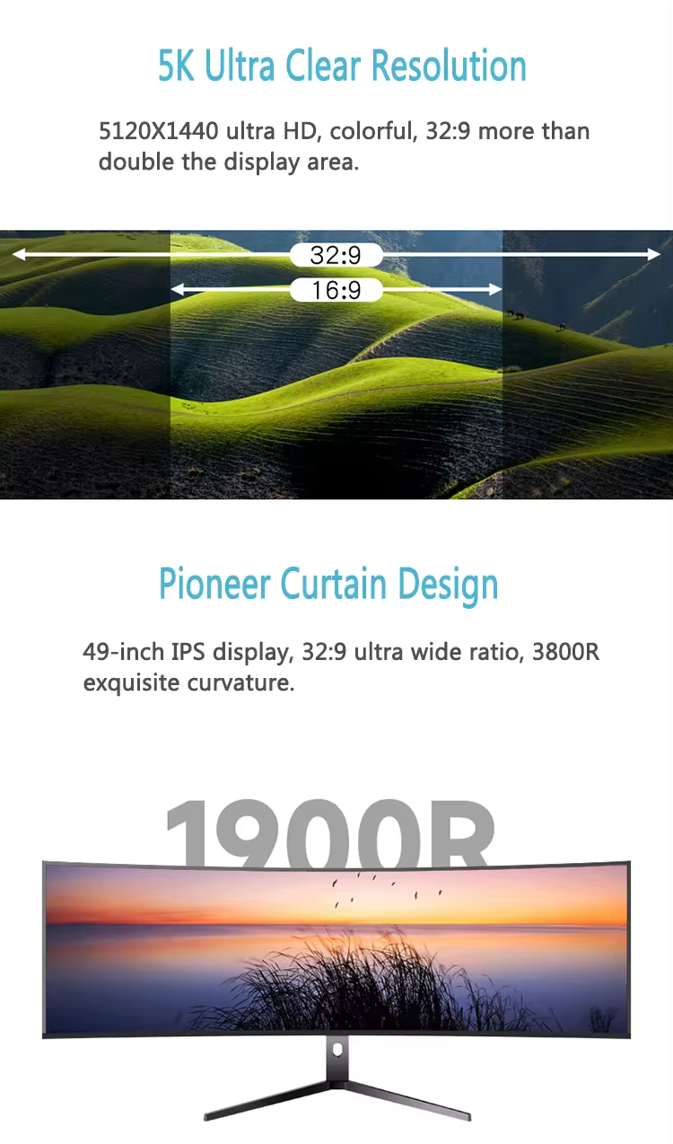 49“ curved screen computer monitor 4K/5K 165HZ