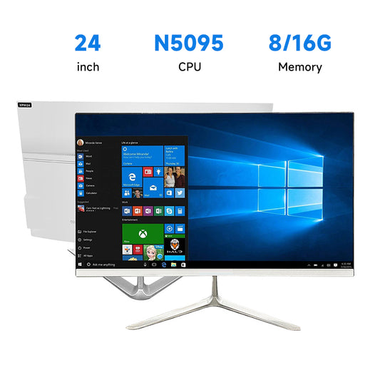 24 inch all-in-one computer (Intel I5/I7, RAM8/16GB, SSD1024GB, Intel HD Graphics , Windows 11 Pro), white, English keyboard, English system