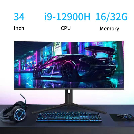 34 inch 4k all-in-one computer (Intel i9/i7/i5, RAM16/32/64GB, SSD256/512/1024GB, Intel Iris Xe Graphics eligible, Windows 11 Pro), white, English keyboard, English system